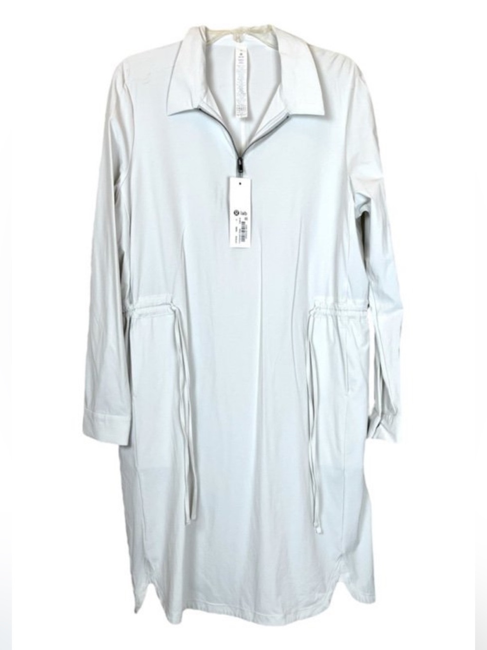 NWT Lululemon LAB Light Cream Zip-Front Long Sleeve Component Dress. Sz 10